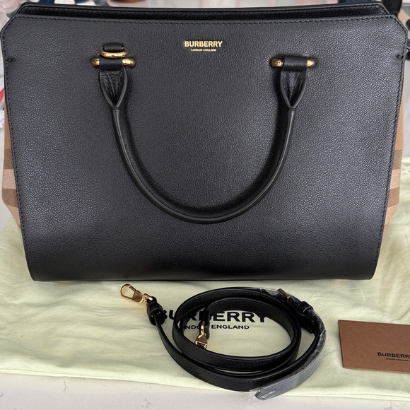 Burberry Handbags - Burberry Banwell Check Bag Black